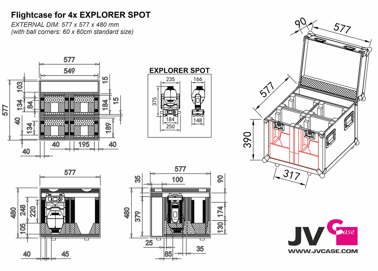 JV Case Voor 4x Explorer Spot