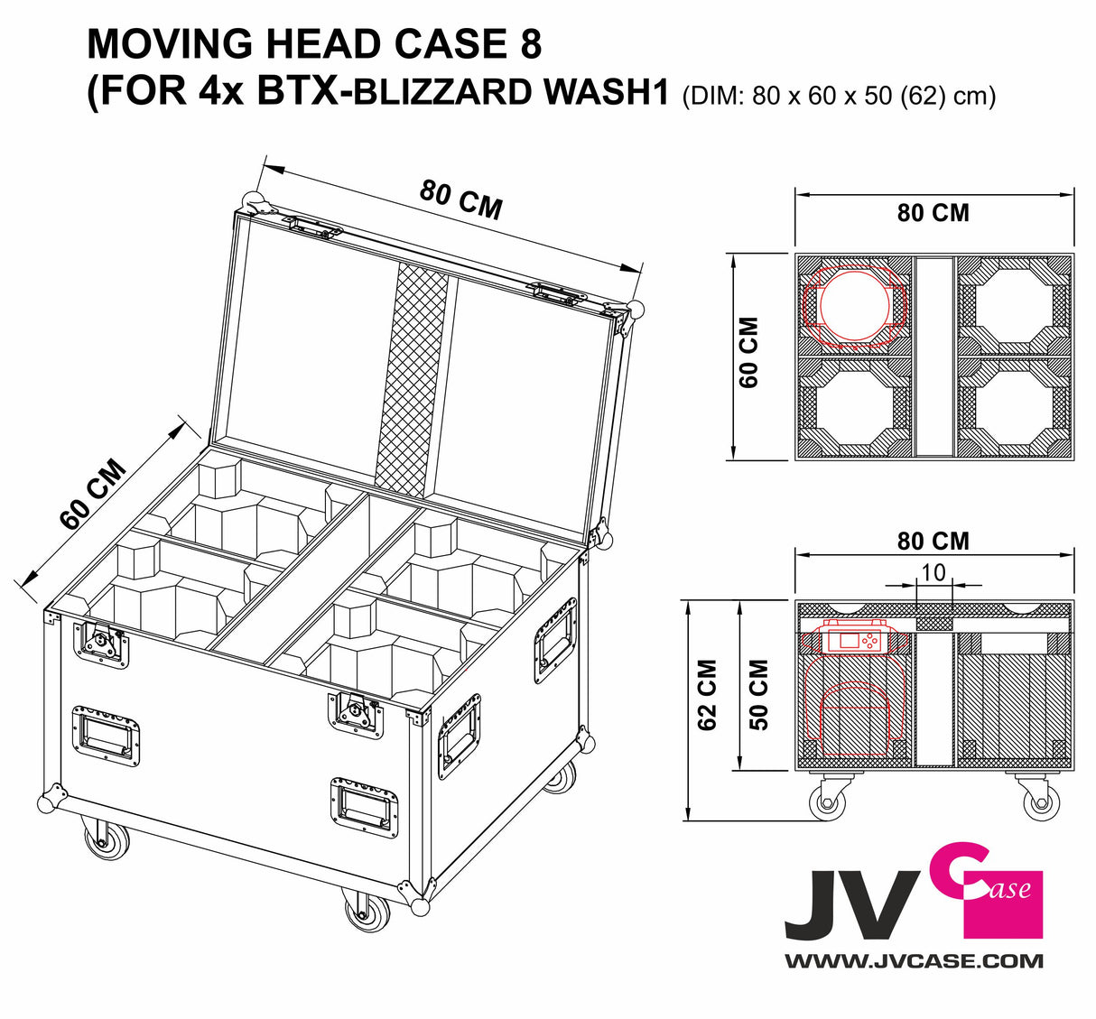 JV Case Moving Head Case 8 Flightcase