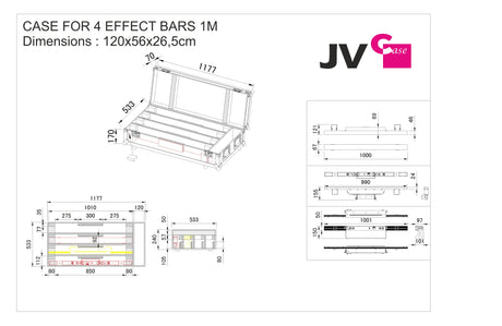 JV-Koffer für 4 EFFECT BARS 1M Flightcase