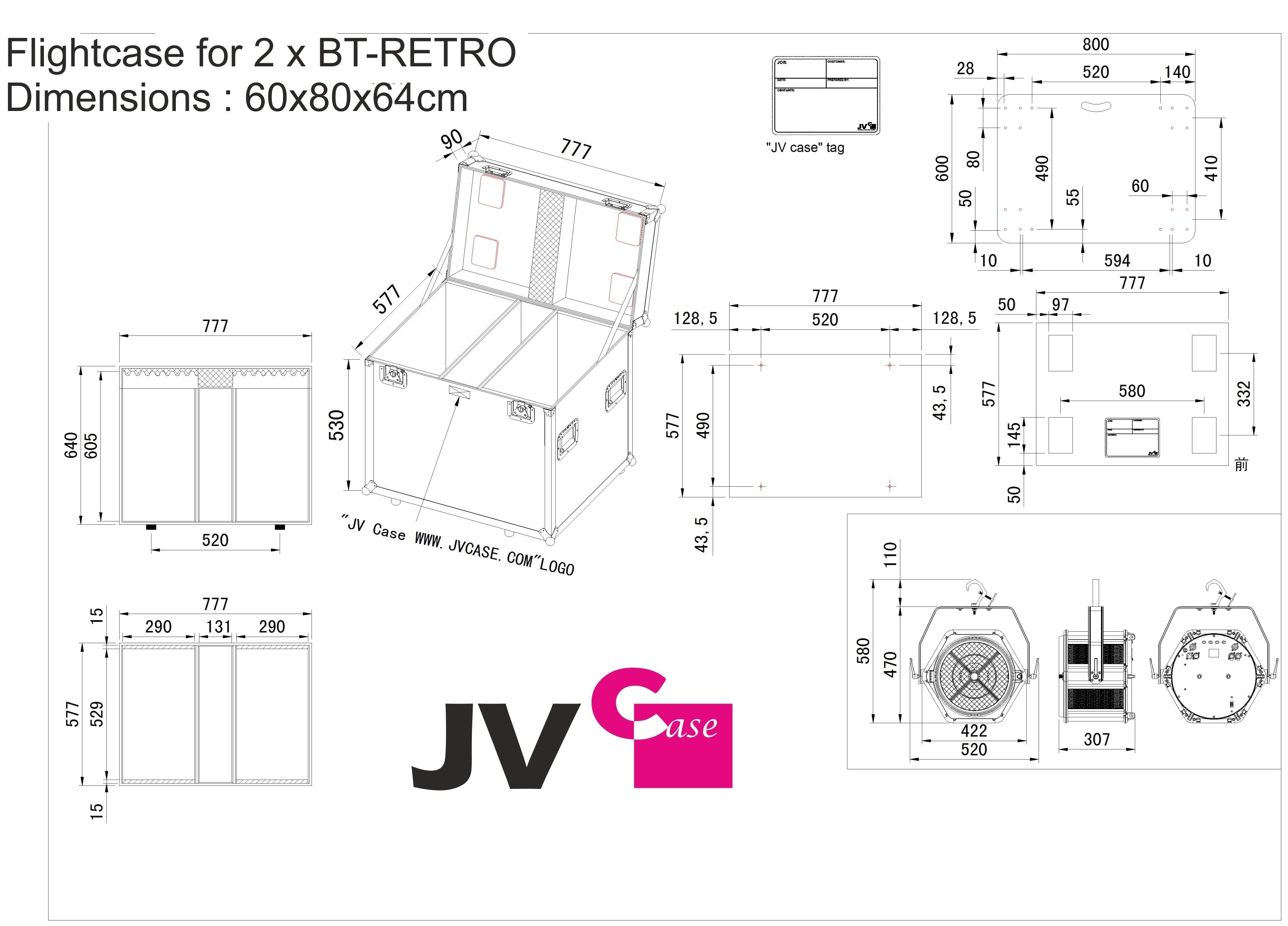 JV Case voor 2xBT-RETRO Flightcase