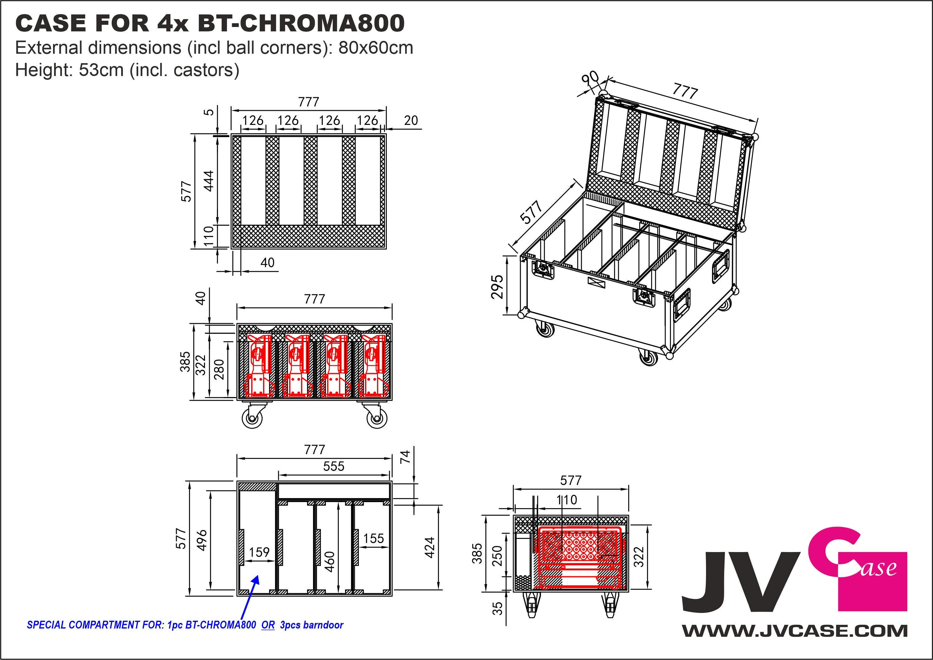 JV Case voor 4x BT-CHROMA800 Flightcase