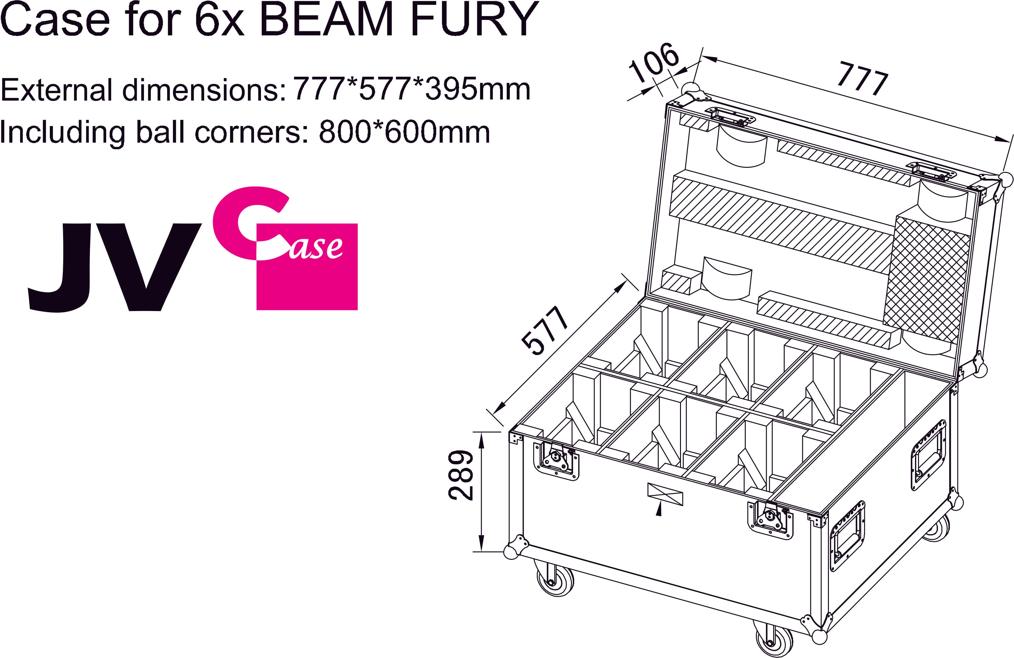 JV Case voor 6x BEAM FURY-1 Flightcase