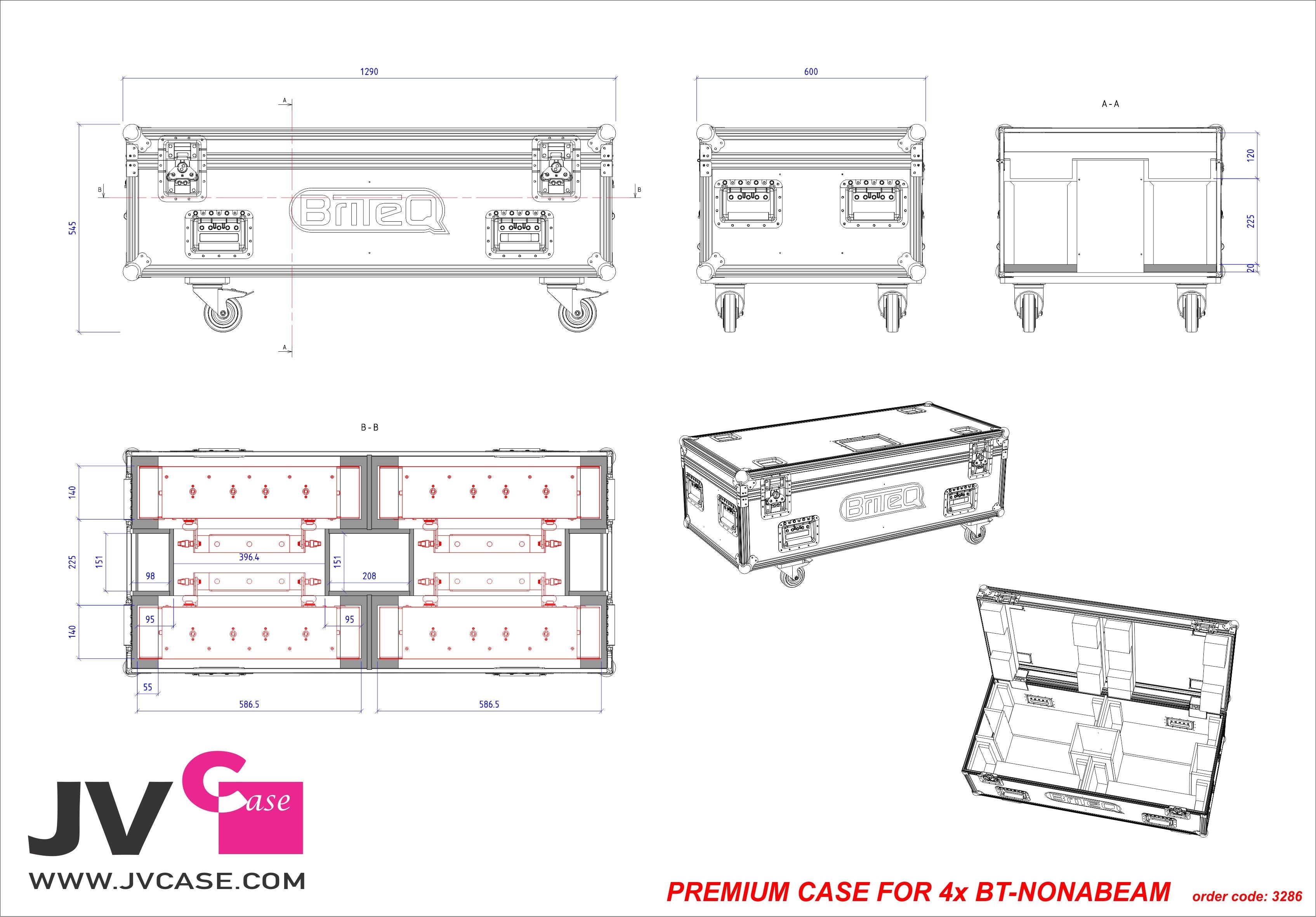 JV Case Premium Flightcase Voor 4x BT-Nonabeam